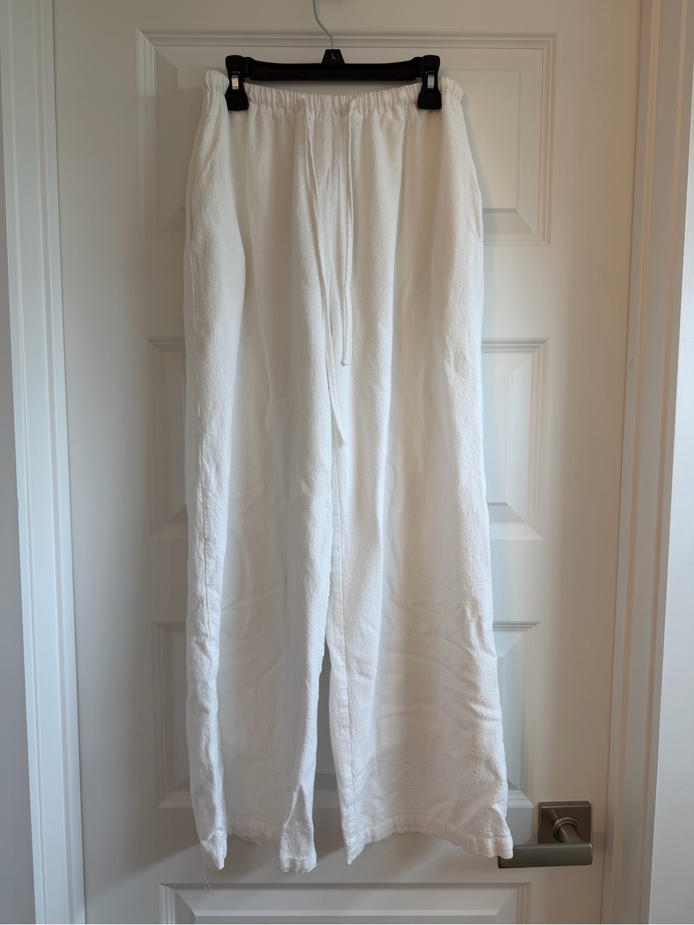 Princess Polly White Linen Blend Drawstring Lounge Pants